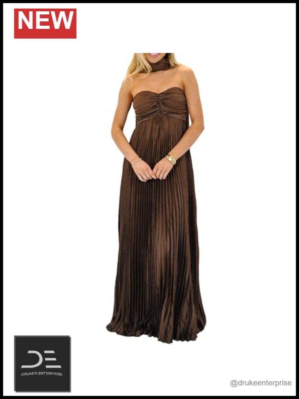Yeenily Bridesmaid Dress Strapless Pleated A-Line Formal Wedding Guest